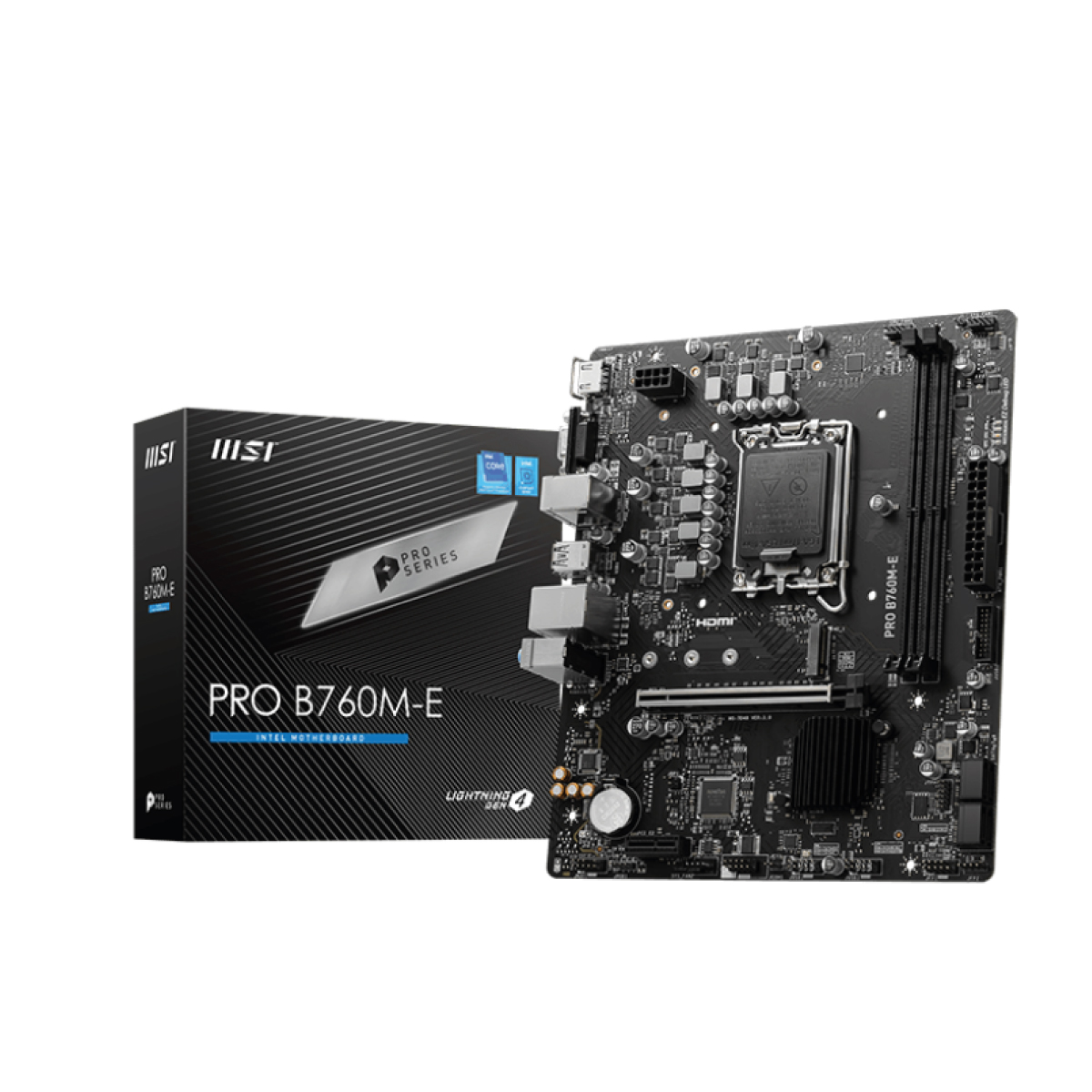 Motherboard Msi Pro B760m-e Intel  Micro ATX LGA1700 Ddr5 Color Negro