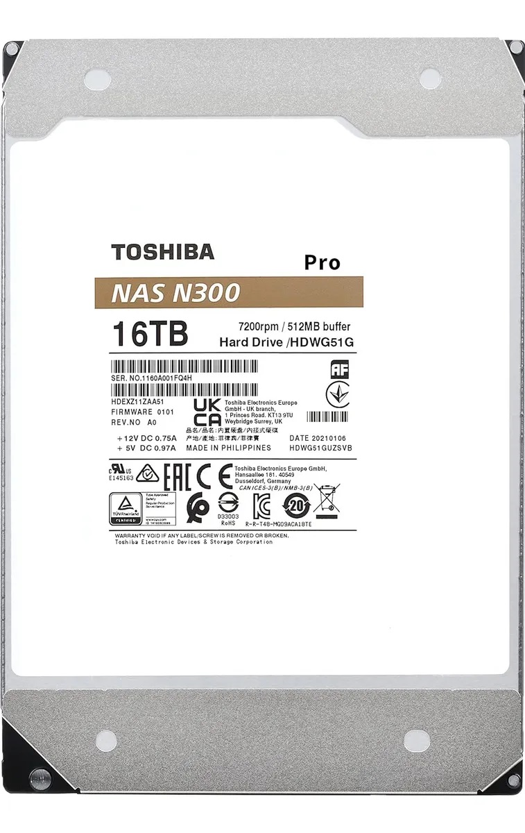Disco duro Toshiba N300 Pro 16TB NAS SATA 7200RPM