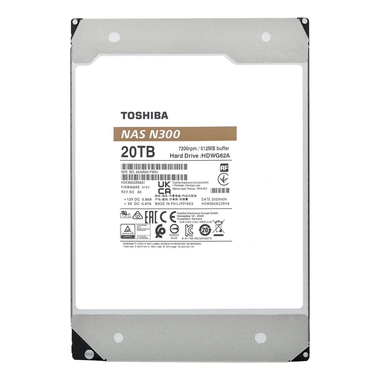 Disco Duro Toshiba 20TB 7200RPM SATA HDWG62AXZSTA