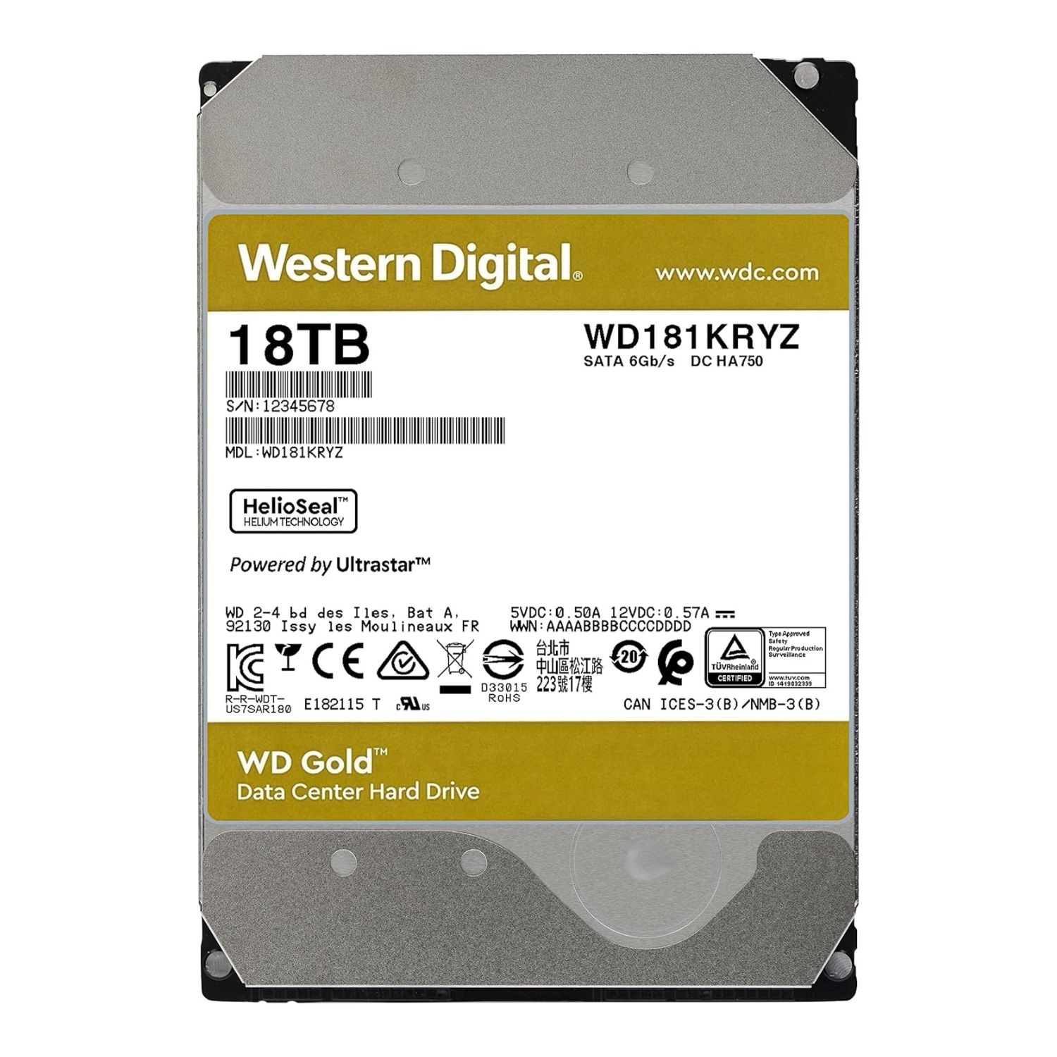 Disco duro Western Digital Gold 18TB WD181KRYZ